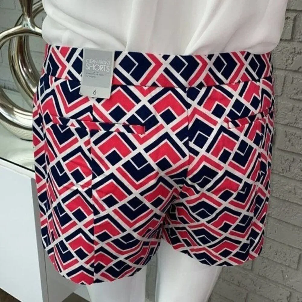 Gap Women Pink Blue White Clean Front Shorts Size 6